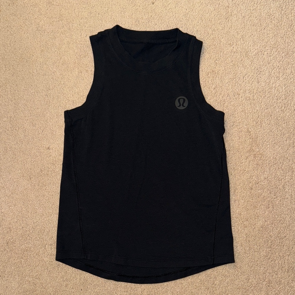Lululemon cotton blend logo training tank top black size 2